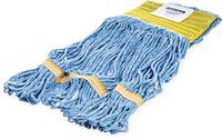 Carlisle 369442B14 Looped-End Premium Mop Head With Yellow Band, Small, Blue (Pack of 12)