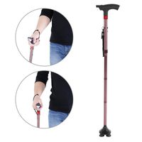 Retractable Crutches Folding LED Lights Aluminum Cane Reflective Blind T-Slip Handle Crutches Suitable for Men and Women
