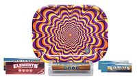 Elements 1 1/4 Rolling Papers (1 Pack of Ultra Thin and 1 Pack of Red), Rolling Tips (2 Pack), Cigarette Roller, with Leaf Lock Gear Mini Rolling Tray (Trippy) - 6 Item Bundle