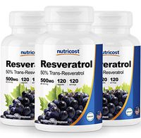 Nutricost Resveratrol 500mg; 120 Vegetable Capsules - 50% Trans-Resveratrol (3 Bottles)