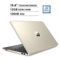 HP Pavilion 15.6 Inch Touchscreen Laptop - Intel Dual Core i3-8145U up to 3.9 GHz, 12GB DDR4 RAM, 128GB SSD, Intel UHD 620, HDMI, Webcam, Bluetooth, WiFi, Windows 10 Home, Gold