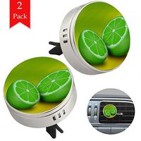 Green Fruit Orange 2 pcs silver Car Essential Oil Diffuser Vent Clip Aromatherapy Diffuser Locket Air Freshener with 4 Refill Pads 1.33x1.83in
