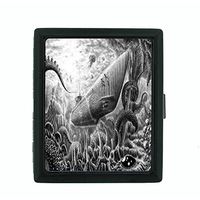 Gigantic Octopus Kraken D12 Small Black Metal Cigarette Case Scary Sea Monster Giant Attacking Squid