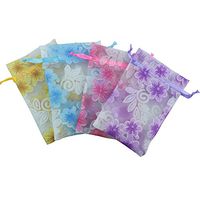 (50pcs/lot) Christmas Sequins Printing Organza Bag for Wedding Gift Packaging Organza Pouch Customize Any Size (7x9cm)