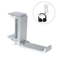 Headphone Holder Under Desk with Clamp Headset Destop Mount Holder Hanger Hook (Silver)