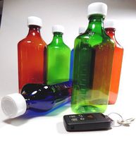 6 Lot Brand New Graduated Oval 16 oz Amber, Green & Blue RX Medicine Bottles w/Caps