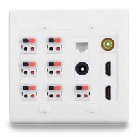 BATIGE 2-GANG 7.1 Surround Sound Home Theater DIY Wall Plate With 2 HDMI Subwoofer CAT6 Audio Optical Fiber Keystone Connectors