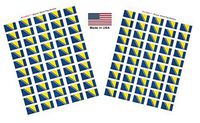 Made in USA! 100 Country Flag 1.5" x 1" Self Adhesive World Flag Stickers, Two Sheets of 50, 100 Sticker Flags Total (Bosnia)