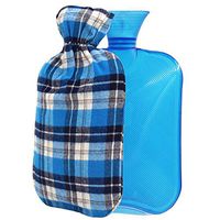 YUN Scottish Plaid Water Injection Hot Water Bottle PVC Hand Warmer to Send and Wash Jacket (Color : Blue)