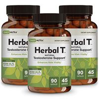 Herbal T Natural Testosterone Booster for Men by DailyNutra - Supplement for Energy, Endurance, and Vitality | Featuring Clinically Studied KSM-66 Ashwagandha (3-Pack)