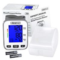 Wrist Blood Pressure Monitor by Veratrue - Includes: Fully Automatic Monitor, 2AAA & Carrying case - XL LCD Display, Blue Backlight, Irregular Heartbeat Detector, Memory