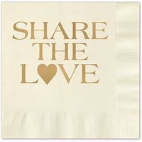 Canopy Street Share The Love Hashtag Personalized Luncheon Napkins - 100 Ecru Ivory Paper Coined Napkins with a Choice of foil. 6 1/2'' x 6 1/2'' Folded, Made in The USA
