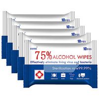 Alcohol Disinfecting Wipes, 75% Alcohol Wet Wipes for Adults, Large Wet Wipes（8"x6"）Suitable for All-Purpose Cleaning (5 Pack,50 Wipes)