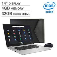 2019 ASUS Chromebook 14 FHD 1080P Display with Intel Dual Core Celeron Processor N3350, 4GB RAM, 32GB eMMc SSD Storage, Webcam, 802.11AC WiFi, Bluetooth, USB3.1 Type-C, Google Chrome OS-Silver