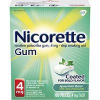Nicorette Gum Stop Smoking Aid, Spearmint, 100 Count
