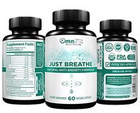 Premium 100% All Natural Soothing Stress Relief Support Supplement - JUST Breathe - Extra Strength Serotonin Support: Ashwagandha, Chamomile, Valerian Root, More! - 60 Veggie Caps