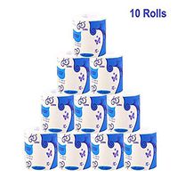 10 Rolls Toilet Paper 3-Ply Soft Strong Toilet Tissue Cotton Roll Paper Household Towel Tissue Toilet Paper for Toilet of Home, Cafe, Shop, Restaurant