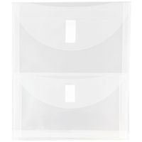 JAM PAPER Plastic Multi Pocket Envelopes with Hook & Loop Closure - 2 Pockets - Letter Open End - 9 3/4 x 11 1/2- Clear - 12/Pack