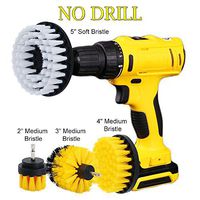 HIFROM 4PCS 2" 3" 4" 5" Drill Brush Soft Medium Scrub Attachments Cleaning Kit for Leather Seats Furniture Glass Tile Bathrooms Tile Grout Tires Boats Kitchen Stoves Cabinets