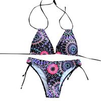 BEIGAIXLSBZ Womens Bohemian Mandala Printed Sling Swimsuit High Waist Bikini Set Women's Cut Straps Two Piece Bathing Suit Purple