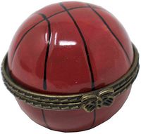 Basketball Shaped Porcelain Pocket Purse Portable Travel Pill Box & Medicine Organizer (1 Large Compartment)