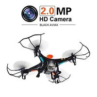GPTOYS Black Aviax Quadcopter 6-Axis 2.4GHz RC Helicopter Drone with 3D Flip / Headless Mode/ 2MP HD Camera / LED Lights / 4G SD Card / SD Card Reader