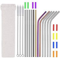 Reusable Stainless Steel Drinking Straws-Multicolor Colorful Metal Drinking Straws 8.5" 10.5" for 20oz 30oz Tumblers Yeti Dishwasher Safe(1 Portable Bag+3 Cleaning Brushes+12 Straws+12 Silicone Tips)