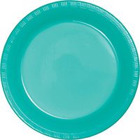 Creative Converting 324778 Touch of Color 240 Count Premium Banquet Plastic Plates, Teal Lagoon