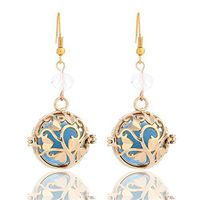 GIONO Tree Heart leaf Crystal Cage Aromatherapy Essential Oil Diffuser Locket Lava Stone Earring Set