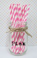 50 Stripped Paper Straws Birthday Wedding Baby Shower Party - Pink Striped