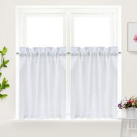 IDEALHOUSE White Tier Curtains,Waffle Woven Textured Short Window Curtain for Cafe,Bathroom,Kitchen & Kids Bedroom Rod Pocket Curtains (2 Panels, 30Inch Wide by 36Inch Long)