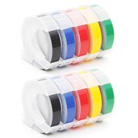 Pristar Replace 3D Plastic Embossing Tapes Muti-Color 12mm 1/2 Inch x 9.8 Feet Black/Red/Blue/Yellow/Green Compatible for Dymo Label Maker Office Mate II, Organizer Xpress Pro 1570 1575 1595, 10-Pack