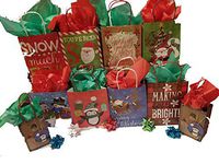 40pc Christmas Paper Bags and Bows Bundle - 30 Assorted Bags & 10 Bows