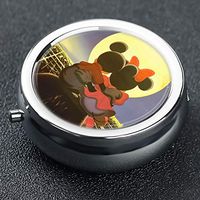 Minnie Mitch Goodnight Paintings Custom Round Silver Pill Box Pocket 2.1 inches Medicine Tablet Holder Organizer Case for Purse