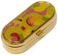 Picasso Color Swirl Print Oval Pocket Purse Portable Travel Pill Box & Medicine Organizer (2 Compartments)