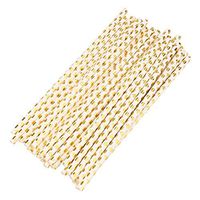 HP95 25-Pack Disposable Paper Straws Gold Colored Fun Straws Biodegradable Drinking Straws with Gold Wave