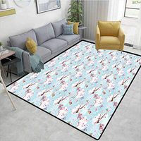 Cherry Blossom Moon & Stars Kids Rooms Nursery Decor Mats, Fantasy Composition with Spring Inspired Nature Elements Butterflies Clouds, Easy Maintenance Area Rug Living Room Bedroom Carpet(2'x 6')