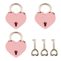 3 Pcs Small Metal Heart Shaped Padlock Mini Lock with Key for Jewelry Storage Box Diary Book,Pink