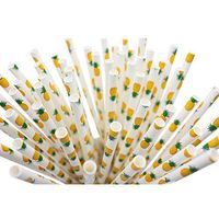 Cute Fruit Paper Straws Drinking Decoration Straw for Birthday, Wedding, Christmas, Celebration Parties, 100 Pieces, 7.7 Inch Long (Pineapple)