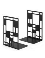 Book Ends, Bookends, Book Ends for Shelves, Bookends for Heavy Books, Book Divider Decorative Holder, Metal Heavy Duty Bookend Black 1 Pair, Abstract Art Desgin Book Stopper Supports for Office, Home