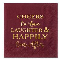Crisky Bridal Shower Burgundy Napkins Disposable Burgundy Cocktail Beverage Dessert Napkins for Wedding Shower Engagement Party Decorations, 100 Pcs, 3-Ply