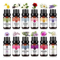 RAINBOW ABBY Top 12 Flower Essential Oil Set, 100% Pure Oils-(Rose,Jasmine,Vanilla,Lavender,Chamomile,Clary Sage,Ylang Ylang,Geranium,Clove,Freesia,White Musk,Thyme)
