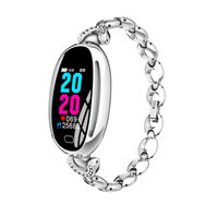 Fitness Tracker Activity Tracker Waterproof Color Screen Fashion Women Watch Heart Rate Blood Pressure Monitoring Smart Bracelet Step Counter Calorie Pedometer Bluetooth Wristband Lady Gift (Silver)