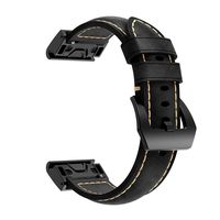 DKEnjoy Leather Quick Fit Wrist Band Replacement Straps Bracelet Watch Band for Garmin Fenix 5S Smartwatch (Black)