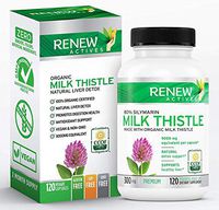 Renew Actives Milk Thistle Capsules: 300mg Organic Milk Thistle Seed Extract Supplement to Support Healthy Liver Function - Highly Concentrated Formula with Standardized Silymarin - 120 Veggie Pills