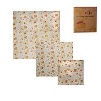 Chezaa Beeswax Wrap for Food Storage: 3 Pack Reusable Organic Cotton Bees Wax Wraps, Biodegradable Natural Alternative to Plastic to Store and Cover Food (1 Large, 1 Medium, 2 Small) (B)