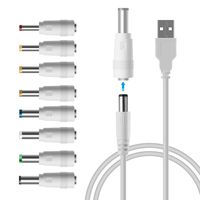 LANMU USB to DC Power Cable,8 in 1 Universal USB to DC Jack Charging Cable Power Cord with 8 Interchangeable Plugs Connectors Adapter for Router,Mini Fan,Speaker and More Electronics Devices