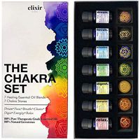 Elixir By Bita 7 Chakras Essential Oils Set of 7 Essential Oil Blends and 7 Gemstone Crystals and Healing Stones. for Sleep, Meditation, Relaxation & Diffusers. Aromatherapy Oils Lavender Rosemary