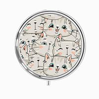 Udoosun Kittens Cute Cats Custom Personlized Round Tablet Medicine Pocket Purse Travel Pill Vitamin Decorative Box Case Holder