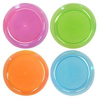Party Essentials Hard Plastic 9-Inch Round Party/Luncheon Plates, Assorted Neon, 80-Count